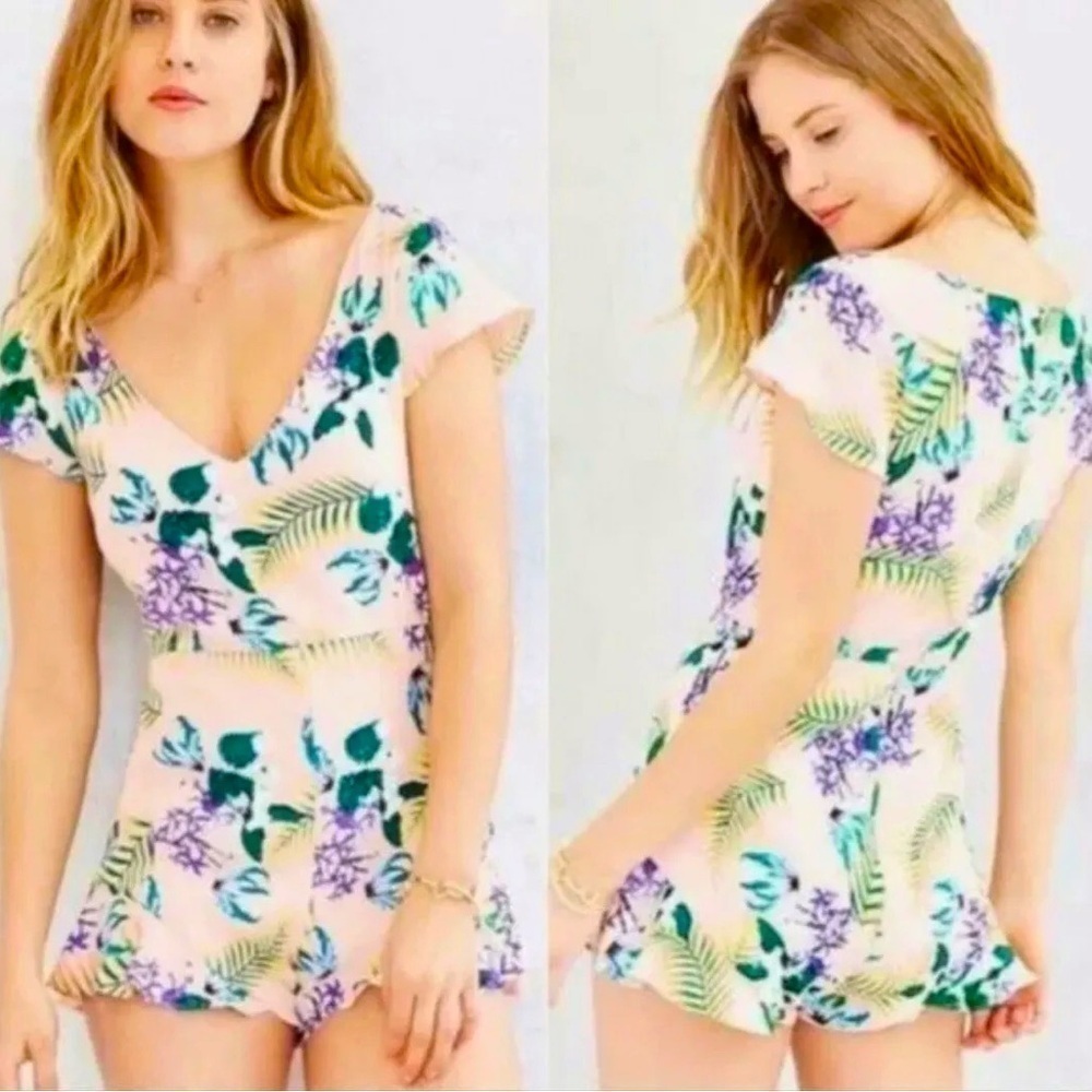 For Love and Lemons Pina Colada Romper Floral Large Rayon